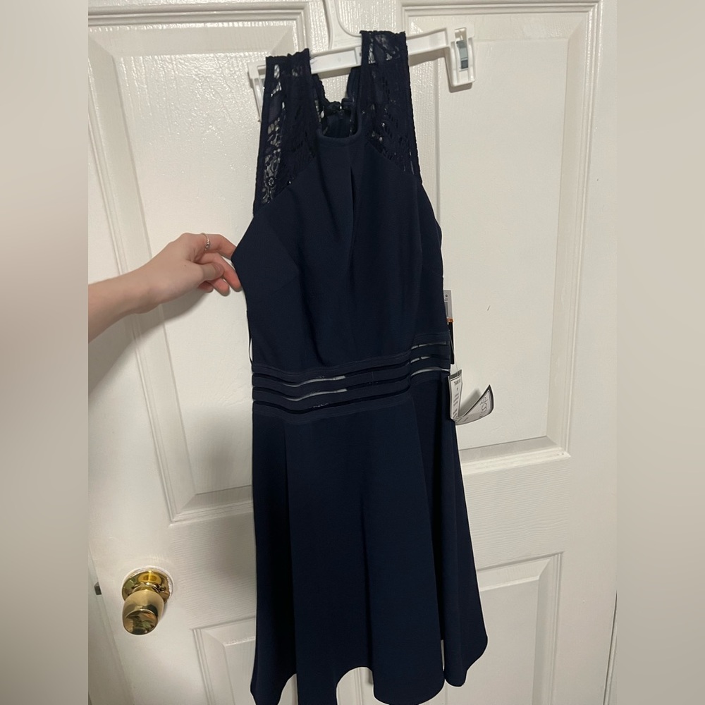 brand new macys navy blue dress